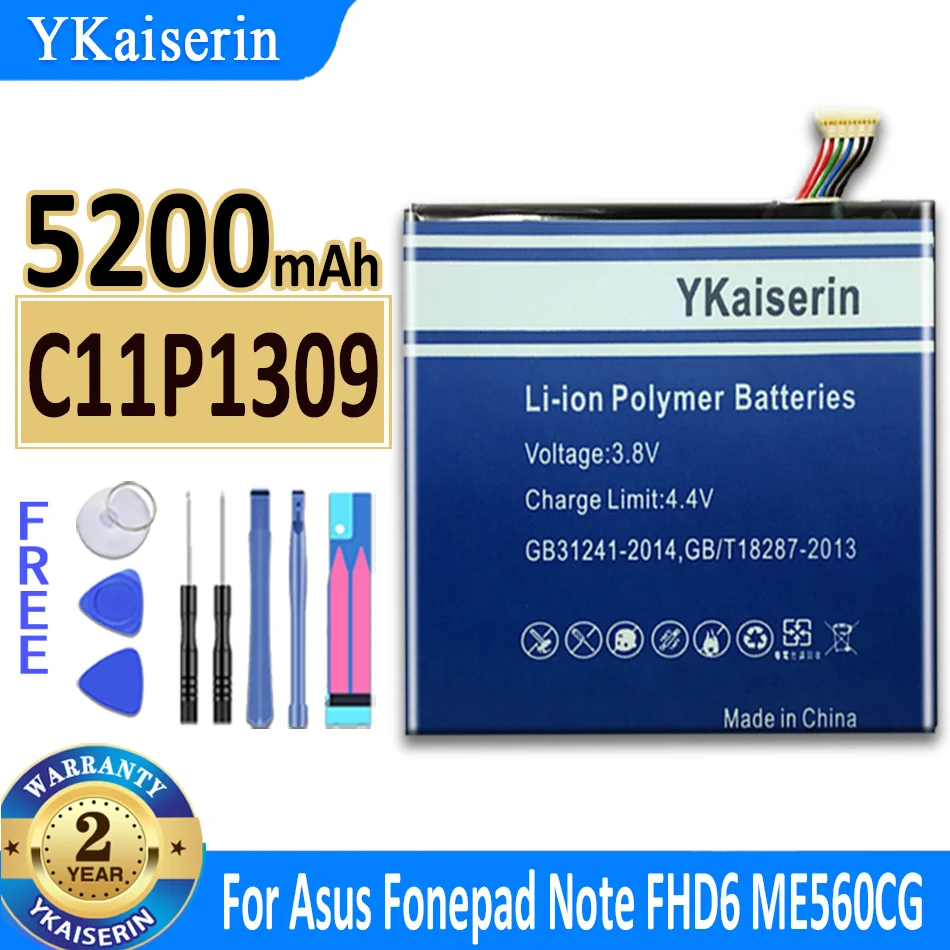 

Аккумулятор ykaisin C11P1309 для Asus Fonepad Note FHD 6 ME560CG K00G Akku 5200 мАч с инструментами для ремонта