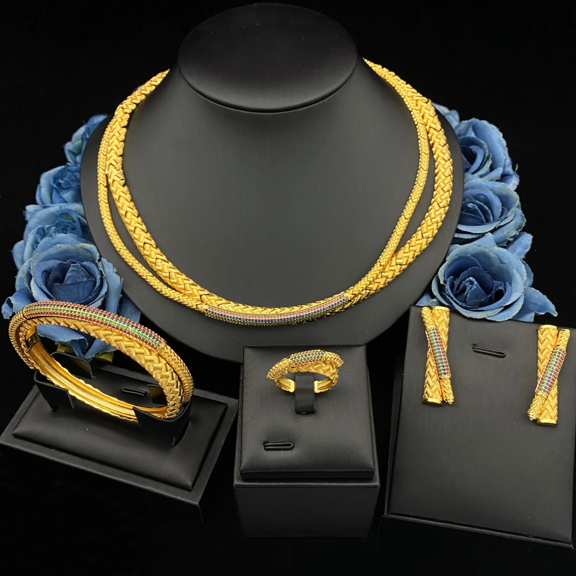 New Trending Minimalist Gold Plated Geometric Modeling Design 4Pc Bracelet Ring Necklace Earrings Party for Women 4 Mallzona S4a826c7559e24df5ade97686fb6074999 New Trending Minimalist Gold Plated Geometric Modeling Design 4Pc Bracelet Ring Necklace Earrings Party for Women Mallzona