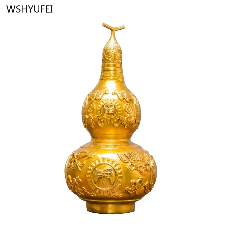 

1 pc Brass open copper gourd living room Wine cabinet Home furnishings Attract wealth Feng Shui Decoration Housewarming gift