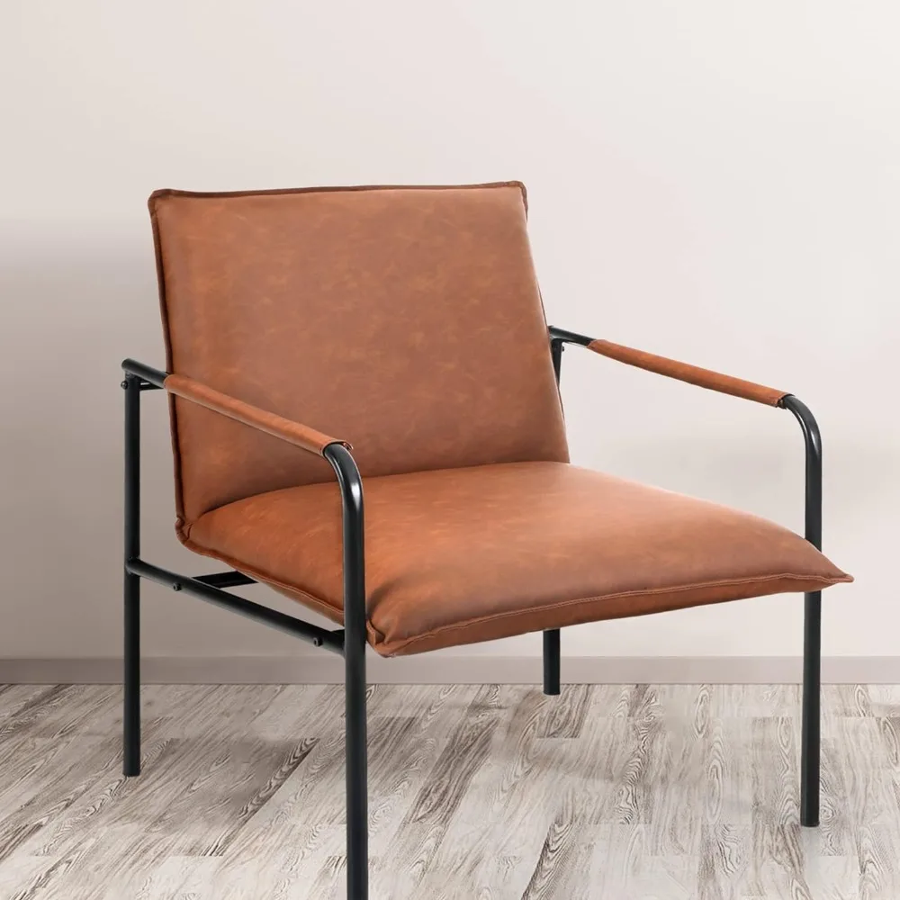 

Modern Accent Chair, Living Room Chairs with Arms, Mid Century Sitting Chair, Comfortable and Sturdy, Lounge Chair with Metal