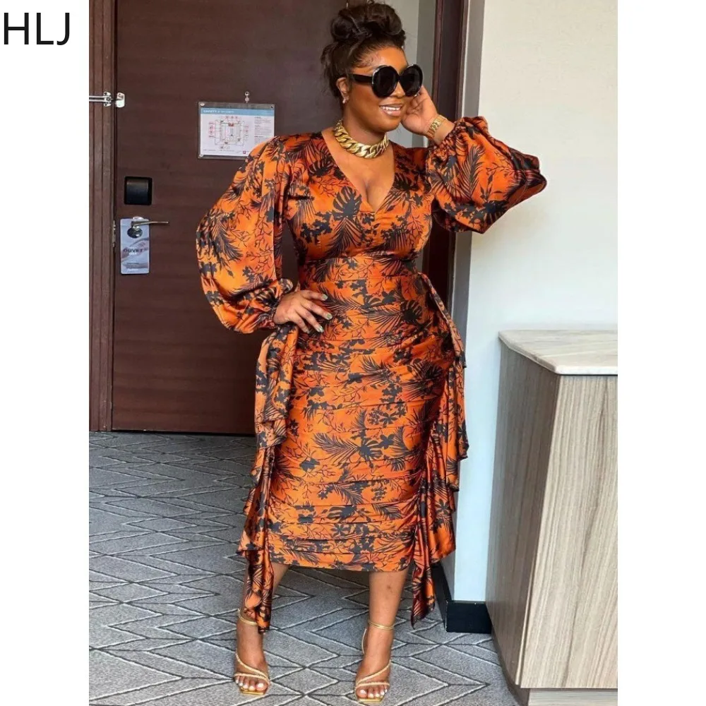 HLJ Fashion Vintage Floral Printing Ruffles Ruched Bodycon Mid Dress Women V Neck Long Sleeve Slim Vestidos Elegant Lady Clothes
HLJ Fashion Vintage Floral Printing Ruffles Ruched Bodycon Mid Dress Women V Neck Long Sleeve Slim Vestidos Elegant Lady Clothes