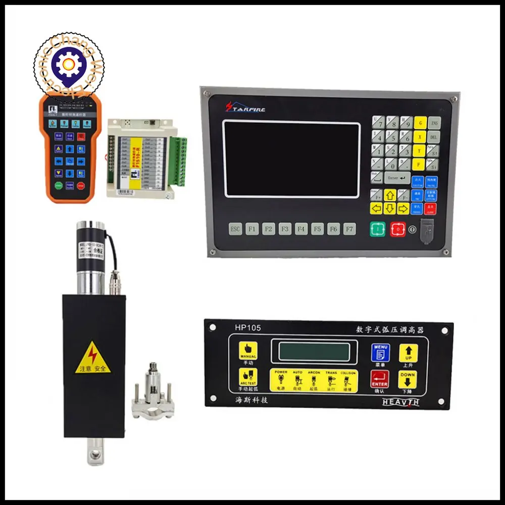 

Newly CNC 2axis Plasma controller system kit THC SF-2100C +HP105 flame height controller+JYKB-100-DC24V Lift body+F1510 MPG