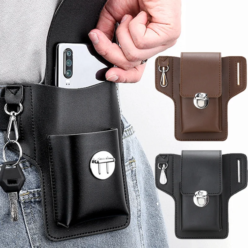 

Portable Mobile Pouch Fanny Pack Belt Clip Without Carabiner Hanging Waist Storage Bag Men's Outdoor Vertical Phone Bag