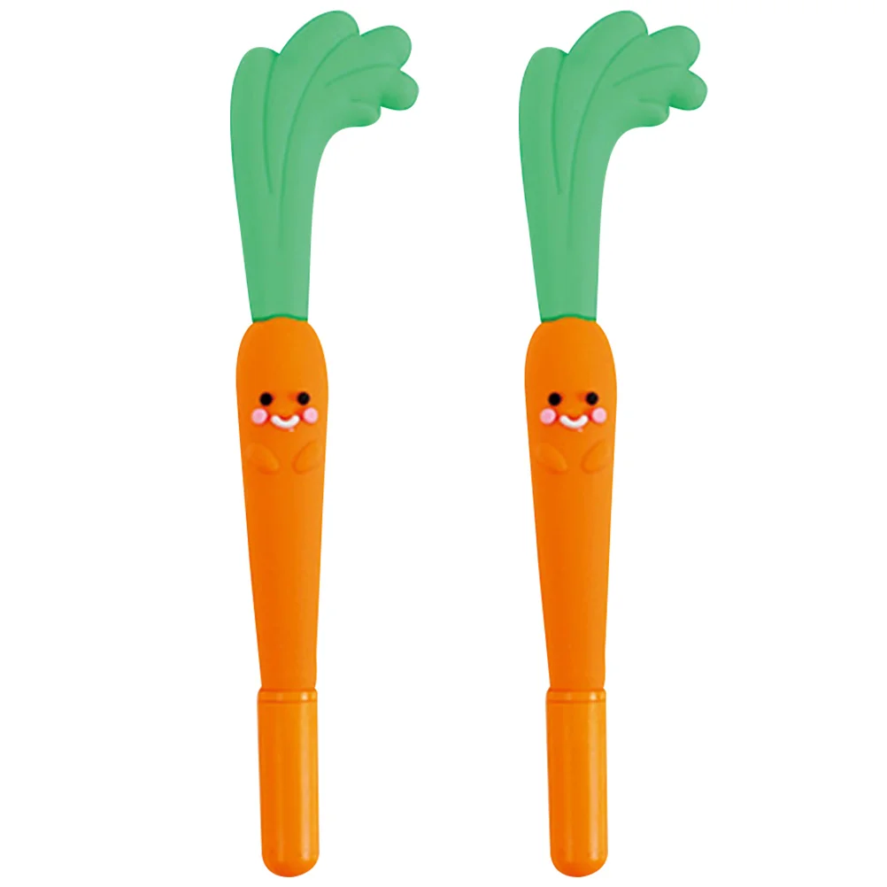 

2 Pcs Carrot Pen Student Writing Pens Toys Pineapple Lovely Gel Plastic Harvest Pupils