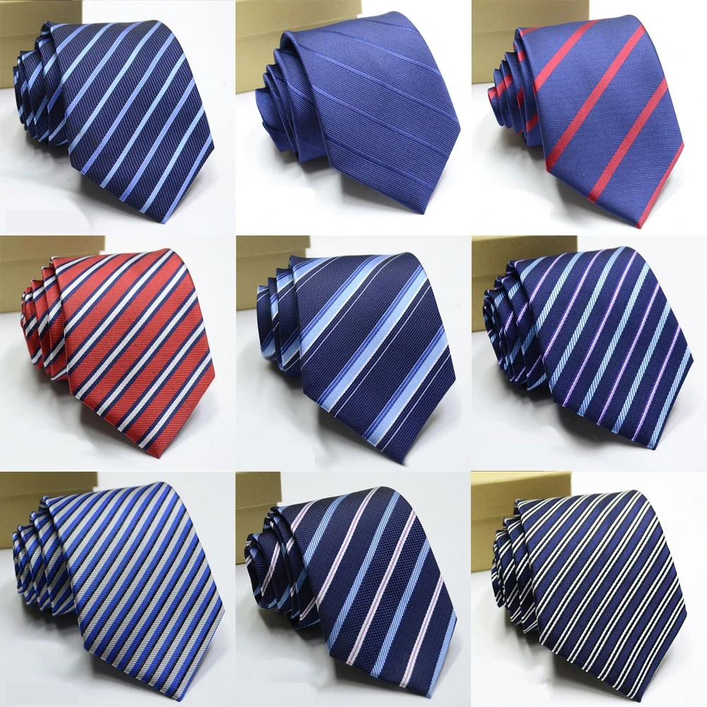 

New Men's Tie 8CM 3.15" Neckties Stripes Striped Neck Ties Jacquard Woven Neckwear For Wedding Party Business Mens Necktie