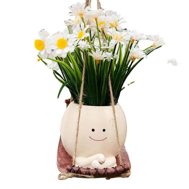 Качели для растений, кастрюля из смолы с улыбкой, горшок для растений, креативные суккуленты, горшок для растений для любителей дома и сада 
Качели для растений, кастрюля из смолы с улыбкой, горшок для растений, креативные суккуленты, горшок для растений для любителей дома и сада