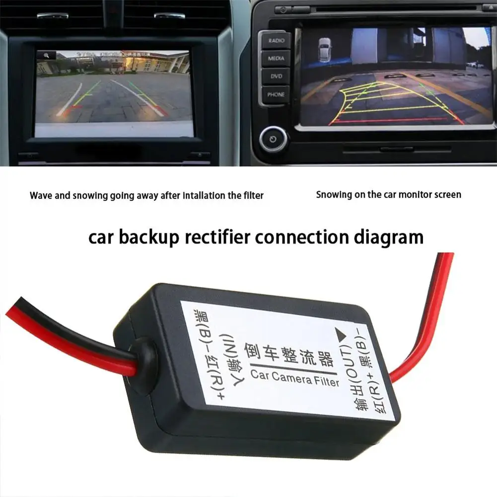 

12V DC Power Relay Capacitor Filter Rectifier For Car Rear View Backup Camera Auto Car Eliminate Interference Car Cam Conne R8I0