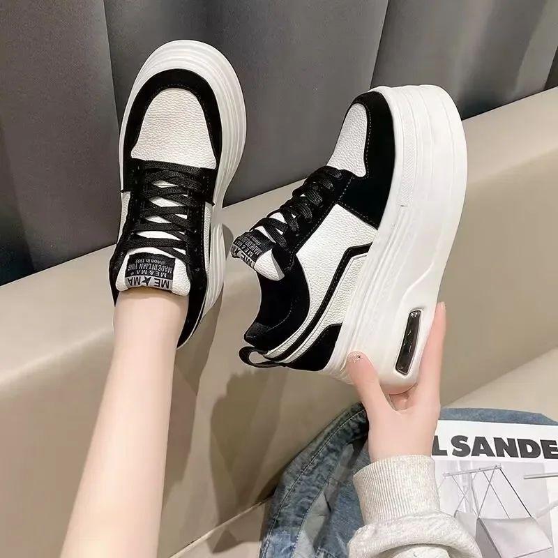 

Sneakers 2024 New Fashion Wedge Platform Casual Sports Shoes Women Lace-up Mesh Breathable Women's Vulcanized Shoes zapatillas