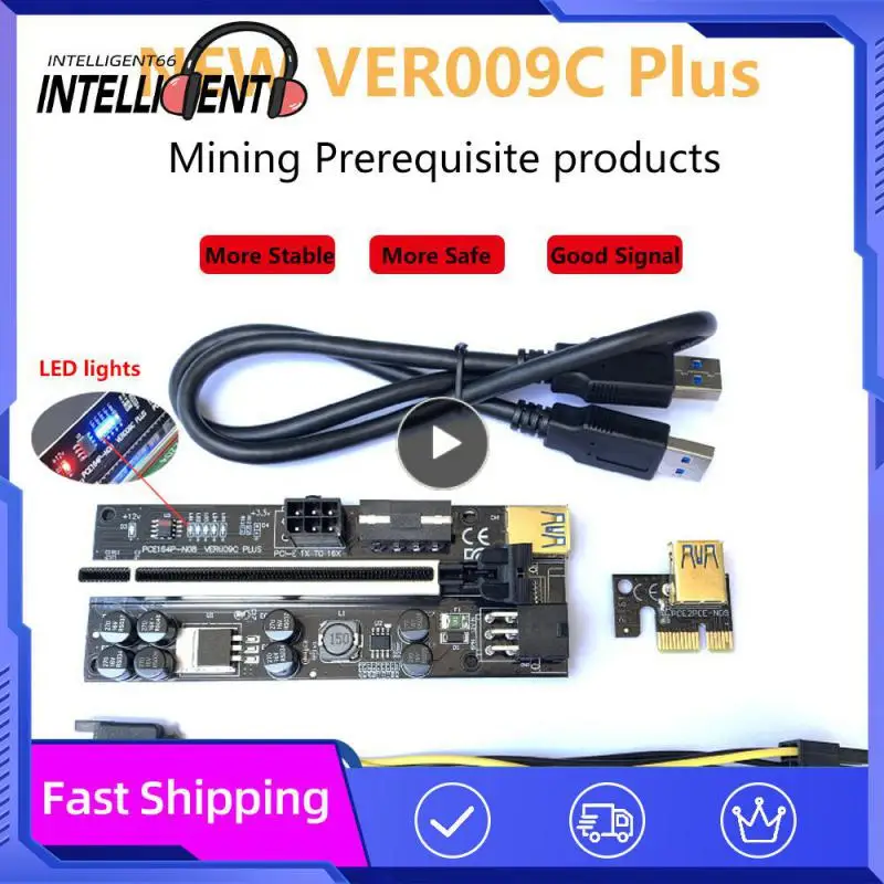 

VER009C Plus PCI-E Riser Card USB 3.0 Cable PCIe Express 1X To 16X Extender 15 Pin To 6 Pin Power Adapter Cable For Video Card