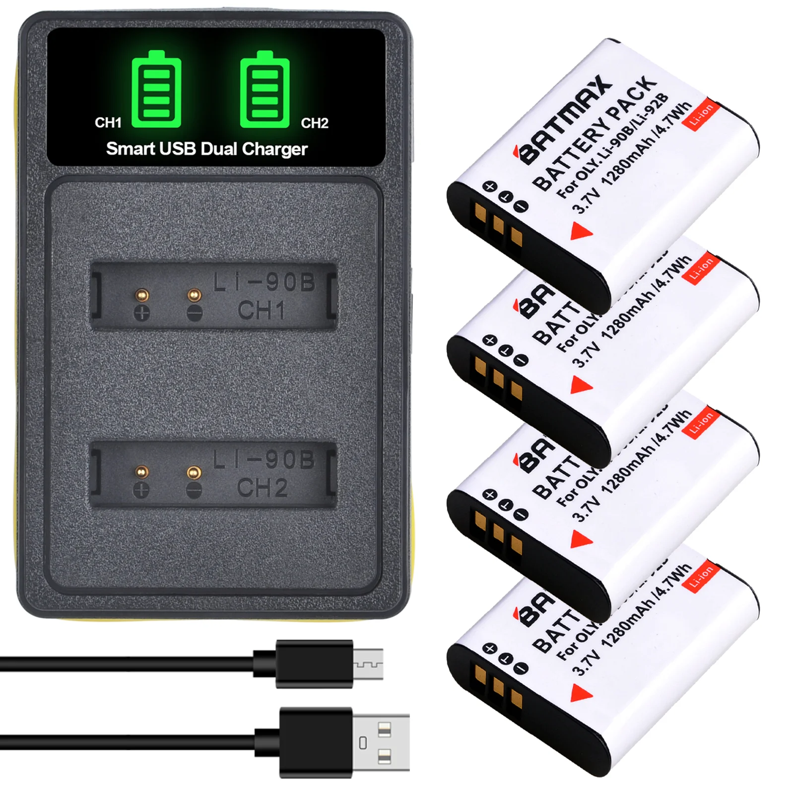 Batmax Li-90B Li-92B 1280mAh Camera Battery+LED Dual Charger for Olympus TG-1 iHS TG-2 iHS TG-3 TG-4 TG L20 SH50 iHS SH60
Batmax Li-90B Li-92B 1280mAh Camera Battery+LED Dual Charger for Olympus TG-1 iHS TG-2 iHS TG-3 TG-4 TG L20 SH50 iHS SH60