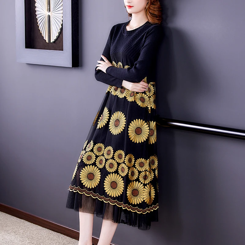 2023 New Fashion Knitted Embroidery Dress Women's Autumn and Winter Vintage Round Neck Long Sleeve Loose Fit Dress Vestidos
2023 New Fashion Knitted Embroidery Dress Women's Autumn and Winter Vintage Round Neck Long Sleeve Loose Fit Dress Vestidos