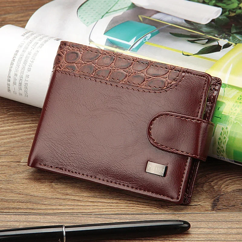 

2024 New Brand Trifold Wallet Men Clutch Money Bag Patchwork Leather Men Wallets Short Male Purse with Coin Pocket Card Holder