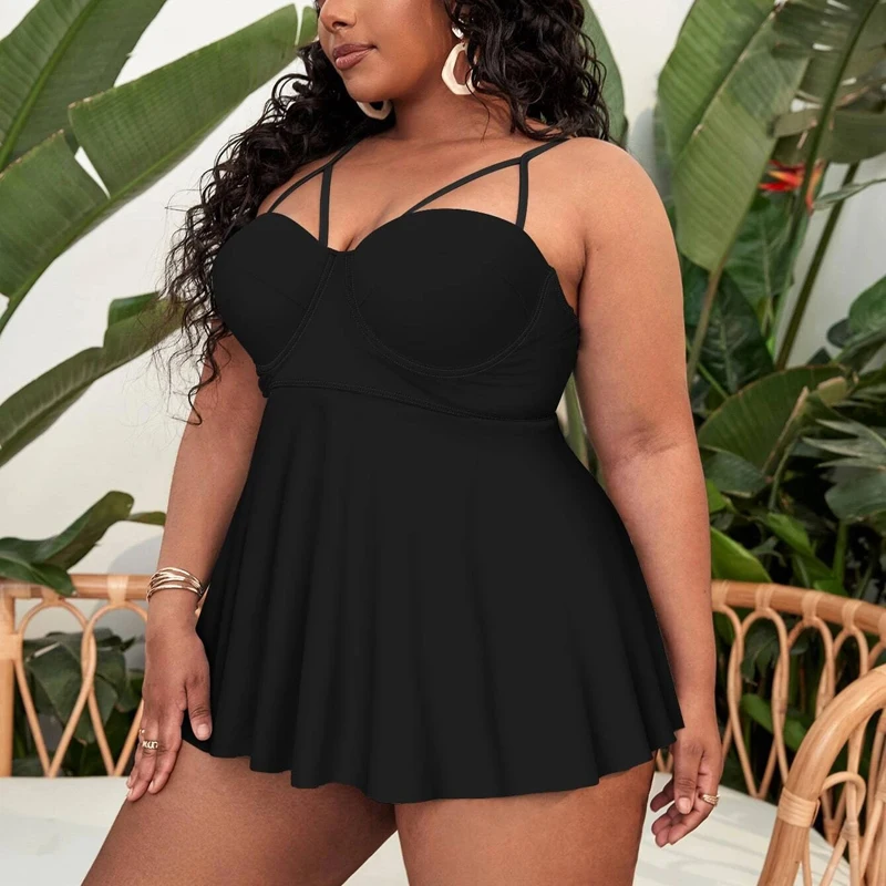 

Two Piece Swimsuits Women Plus Size Tankini Pad Bathing Suit Tankini Top With Swim Short Swimwear Tummy Control Biquini