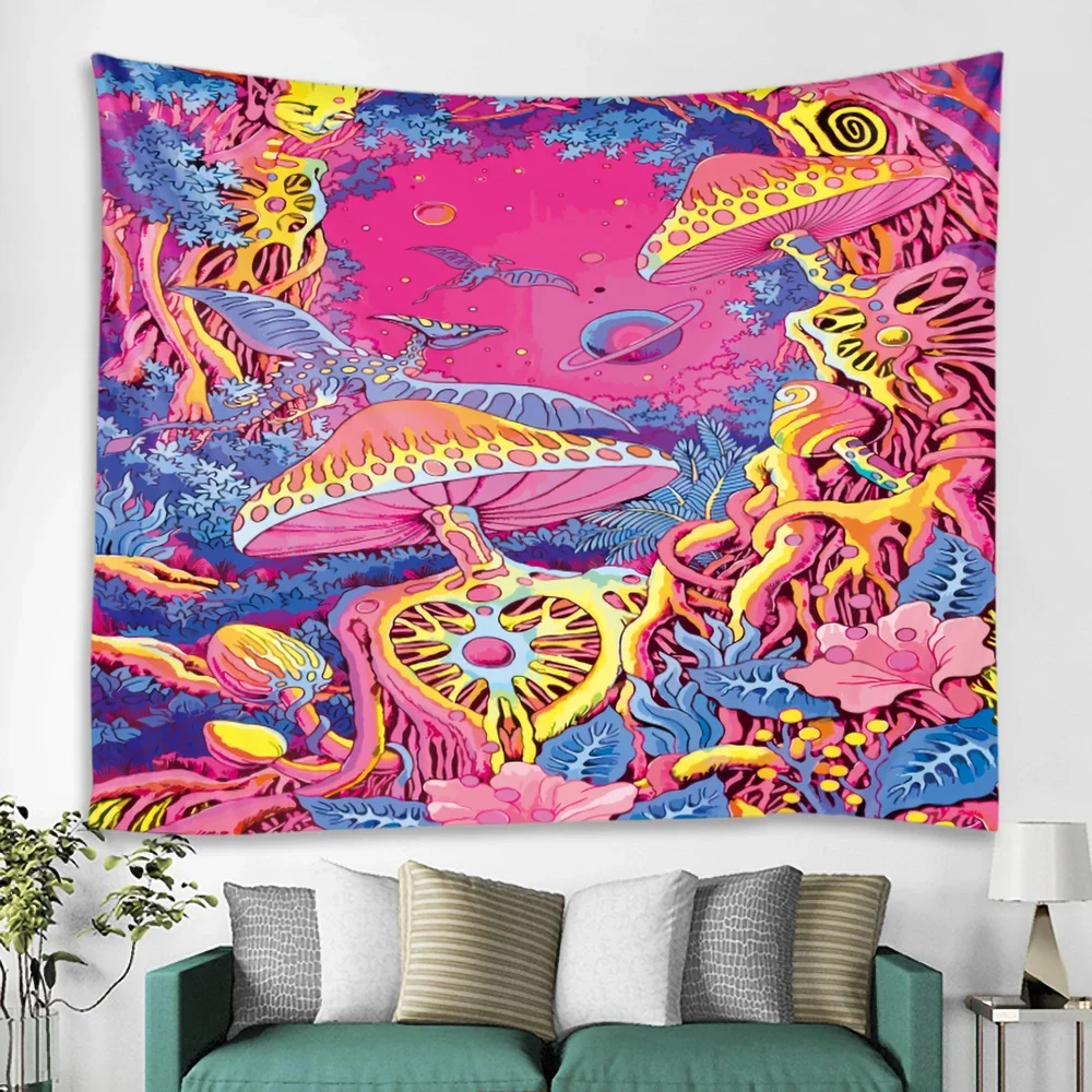 

Mushroom Mandala Wall Hanging Tarot Psychedelic Scene Home Decor Tapestry Hippie Boho Room Wall Decor Beach Towel