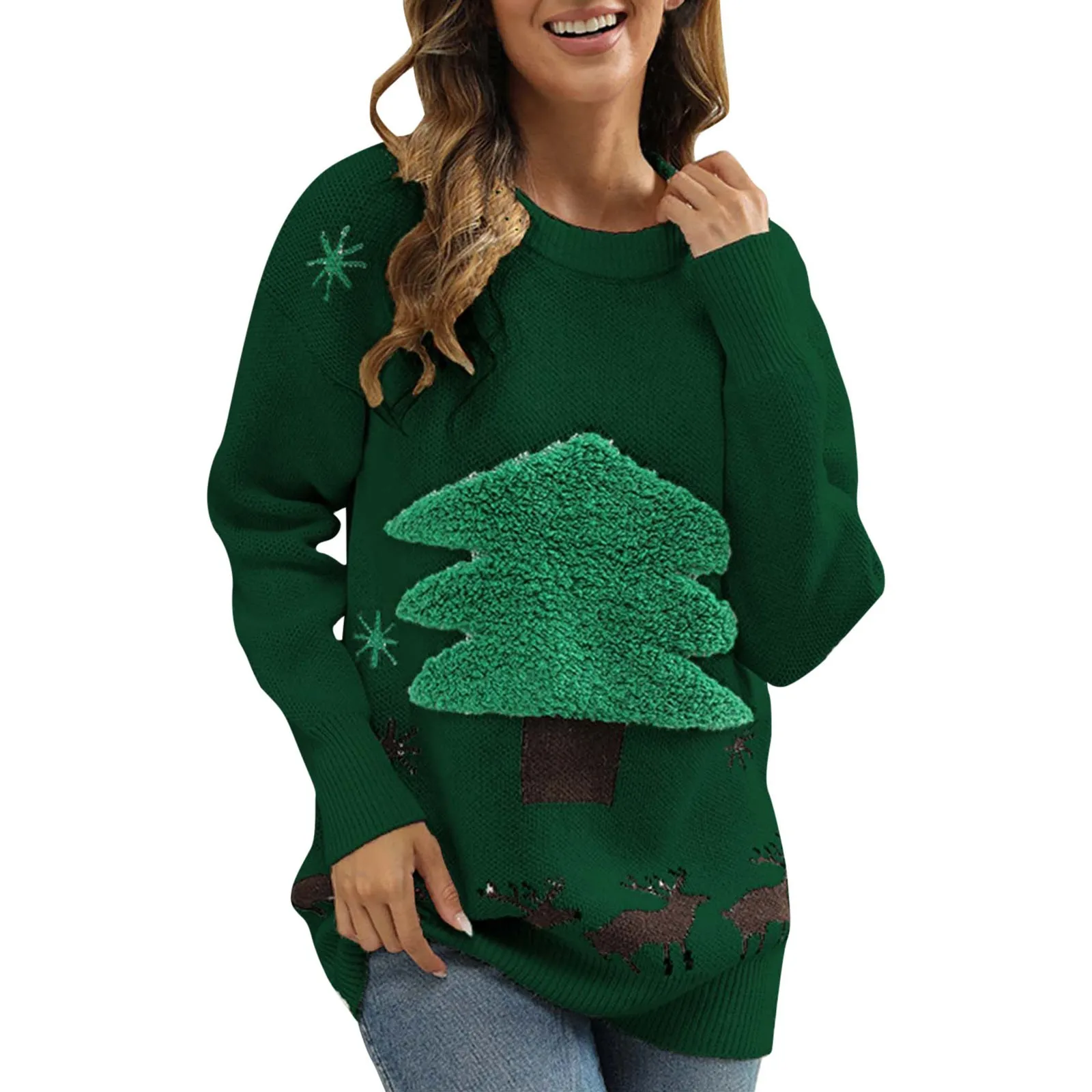 Christmas Tree Jacquard Women's Fashion Sweaters 2023 Snowflake Crew Neck Pullover Tops Jumper Drop Shoulder Sleeve Sweatshirts
Christmas Tree Jacquard Women's Fashion Sweaters 2023 Snowflake Crew Neck Pullover Tops Jumper Drop Shoulder Sleeve Sweatshirts