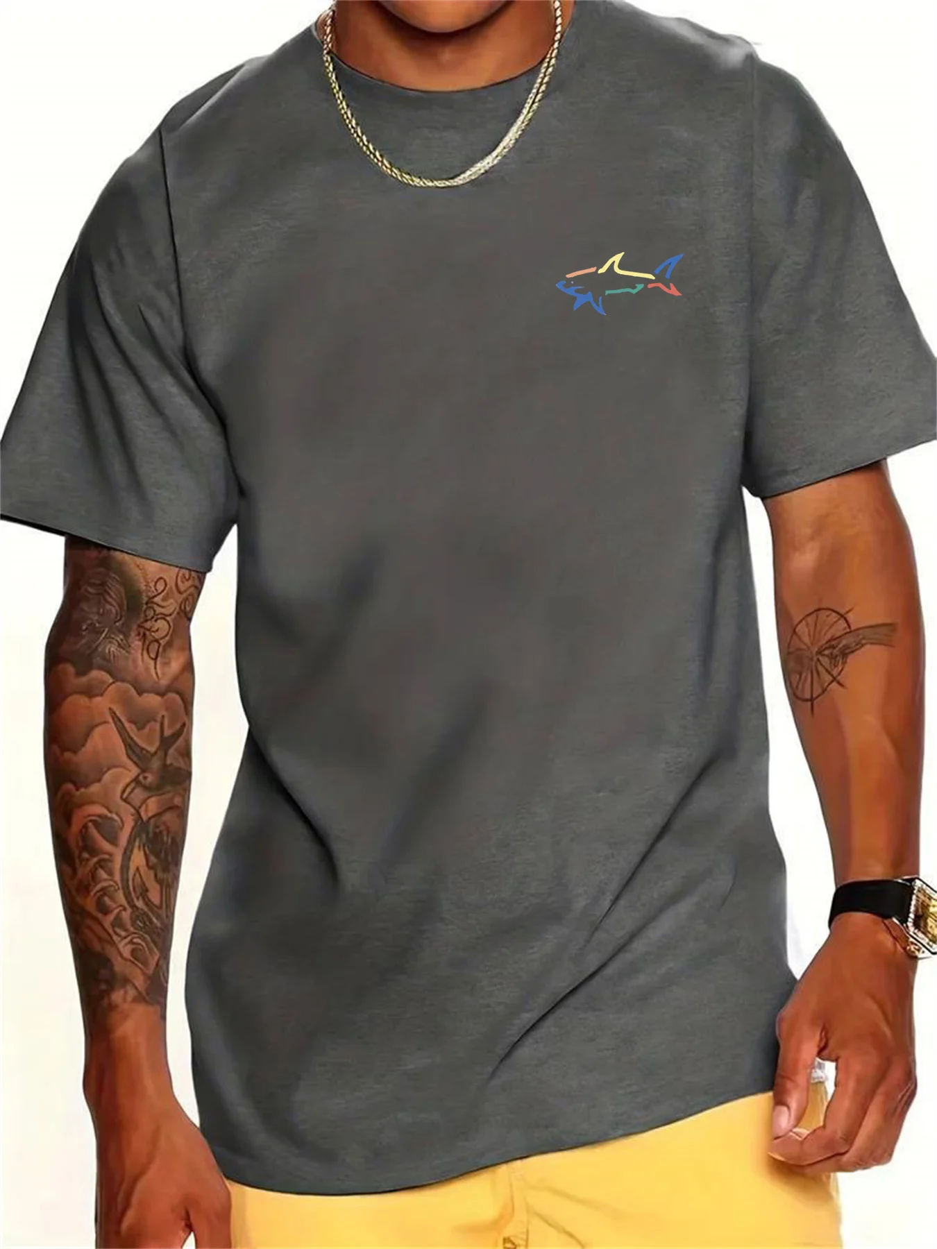 Men's Summer Short sleeved Fashion Shark Pattern Street Fashion T-shirt Refreshing and Comfortable Men's Top O-Neck Trendy
Men's Summer Short sleeved Fashion Shark Pattern Street Fashion T-shirt Refreshing and Comfortable Men's Top O-Neck Trendy