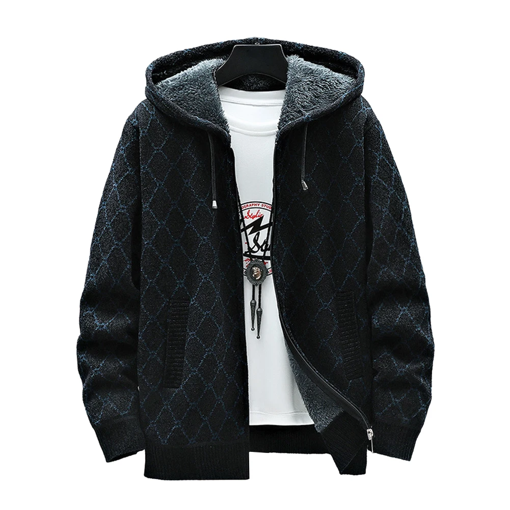 Fashion Man Knit Fleece Lined Hooded Jacket Cardigan Casual Zip Up Rhombus Print Warm Tops Sweater Coat Jackets Clothing For Men
Fashion Man Knit Fleece Lined Hooded Jacket Cardigan Casual Zip Up Rhombus Print Warm Tops Sweater Coat Jackets Clothing For Men