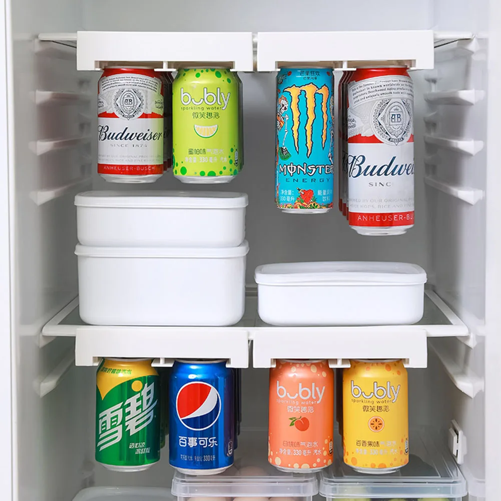 

Refrigerator Beer Soda Can Storage Rack Slide Under Shelf For Soda Can Beverage Double-row Container Fridge Organizer Kitchen