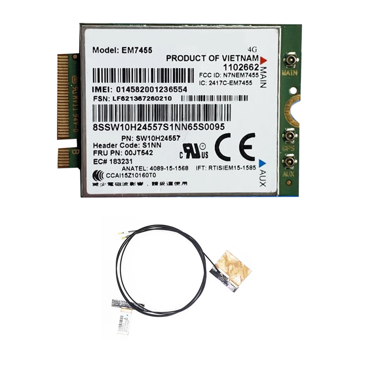 Карта Em7455 LTE 4G + 2 антенны Gobi6000 FRU 00JT542 01AX756 для Thinkpad T460 T460P L560 Yuga 260 P50 P70 X260
Карта Em7455 LTE 4G + 2 антенны Gobi6000 FRU 00JT542 01AX756 для Thinkpad T460 T460P L560 Yuga 260 P50 P70 X260