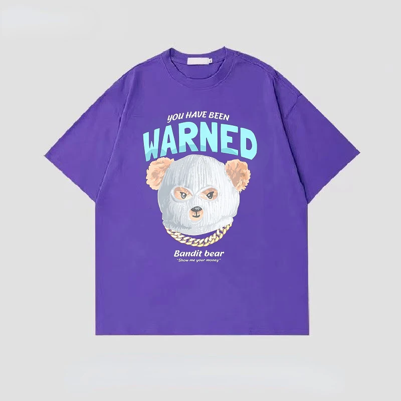 Kidnapper Bear Cotton T-shirt Purple Summer Short Sleeve Cute Manga O-neck Tees Cartoon Graphic High Punk Rap Rock Streetwear
Kidnapper Bear Cotton T-shirt Purple Summer Short Sleeve Cute Manga O-neck Tees Cartoon Graphic High Punk Rap Rock Streetwear