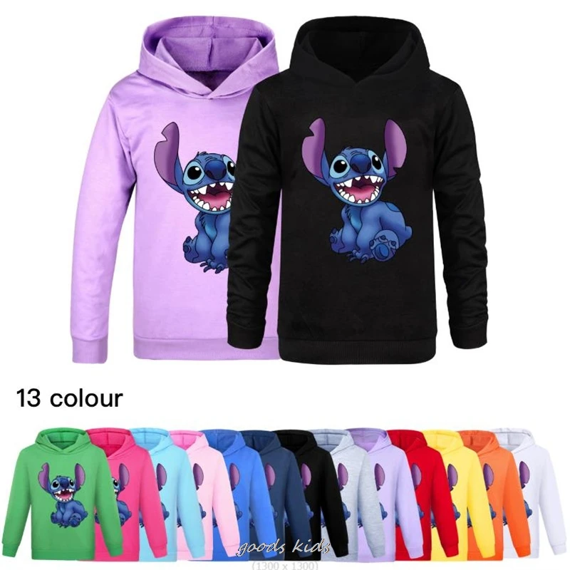 

Hot Four Seasons Lilo And Stitch Children's Cute Hoodies Girls Boy Sweatshirts Long Sleeve Spring Toddler Kids Clothes for Teens