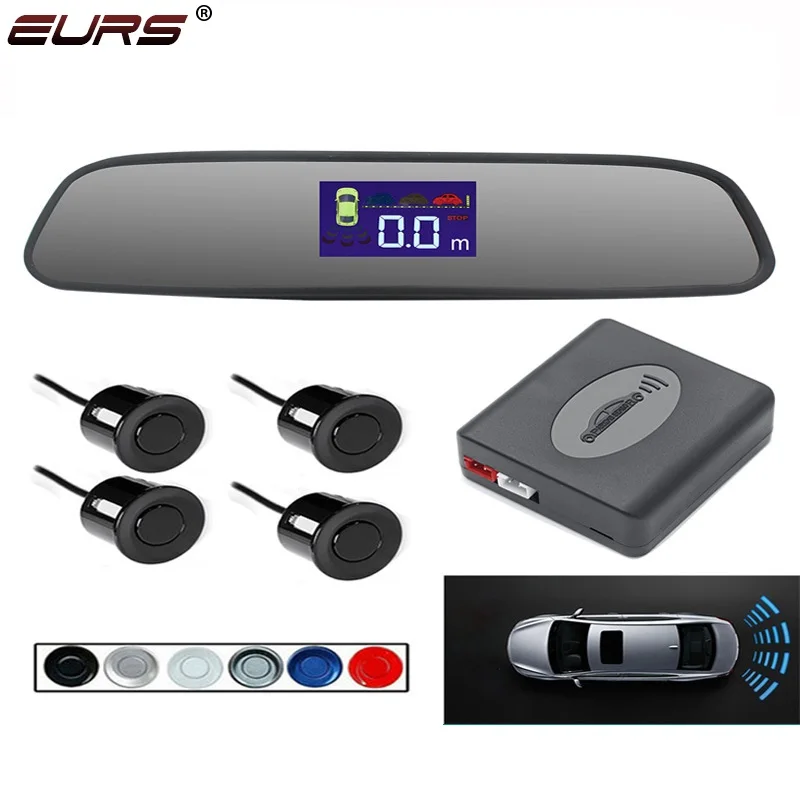 

4 Sensors LED Car Parking Radar Monitor Reverse Backup Detector System Buzzer Parking Sensor Reverse Assistance Auto Parktronic