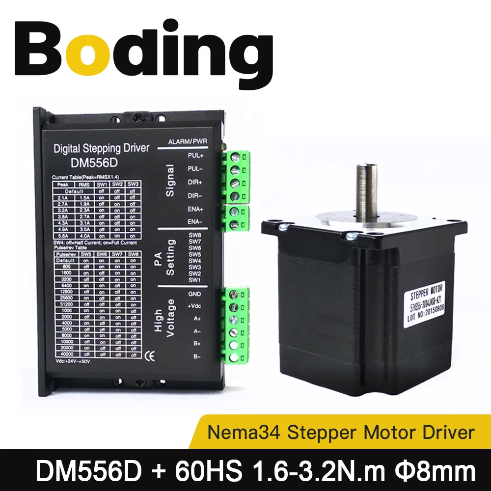 Двухфазный гибридный шаговый двигатель BODING Nema24, серия 60HS, 1,6 нм, 3 Нм, 3,2 нм и шаговый Драйвер DM556D
Двухфазный гибридный шаговый двигатель BODING Nema24, серия 60HS, 1,6 нм, 3 Нм, 3,2 нм и шаговый Драйвер DM556D