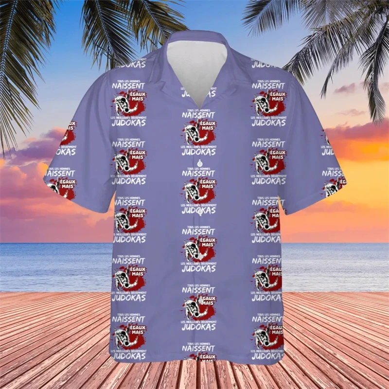 

Крутая Мужская рубашка с 3D принтом дзюдо, Гавайская Повседневная рубашка с коротким рукавом, модная пляжная рубашка с лацканами для отпуска, мужская летняя рубашка, одежда