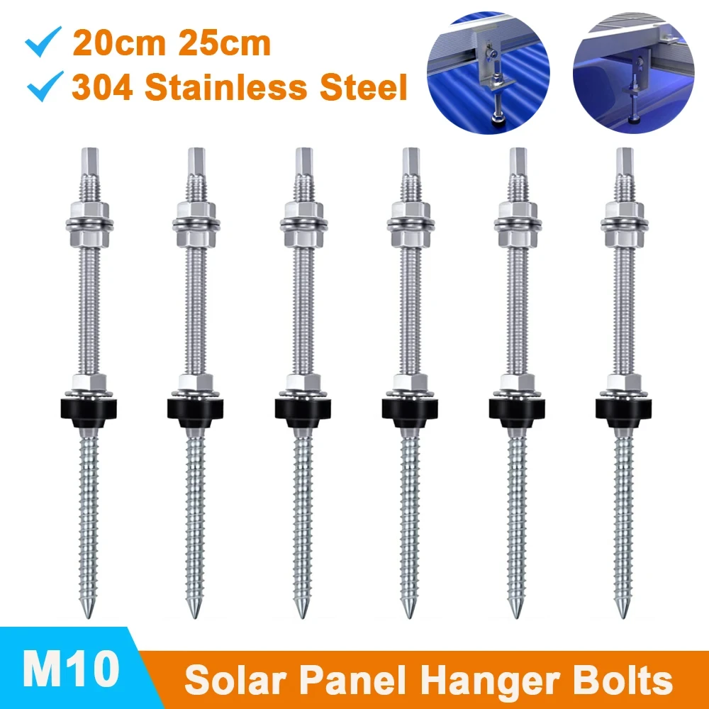 

New Solar M10 Hanger Bolts Solar Panel Roof mounting Brackets Stainless Adjustable PV Panel Mount Screw For Fixed Solar Bracket