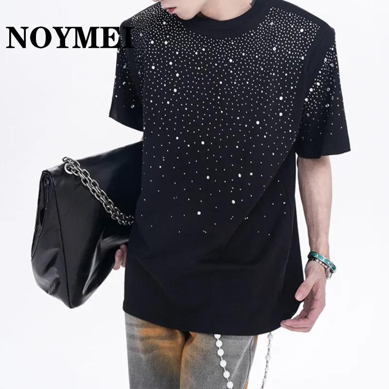 

NOYMEI Personalized Summer 2024 New Niche Design Hot Diamond Men's Short T-shirt Fashion Versatile Males Tops WA4374