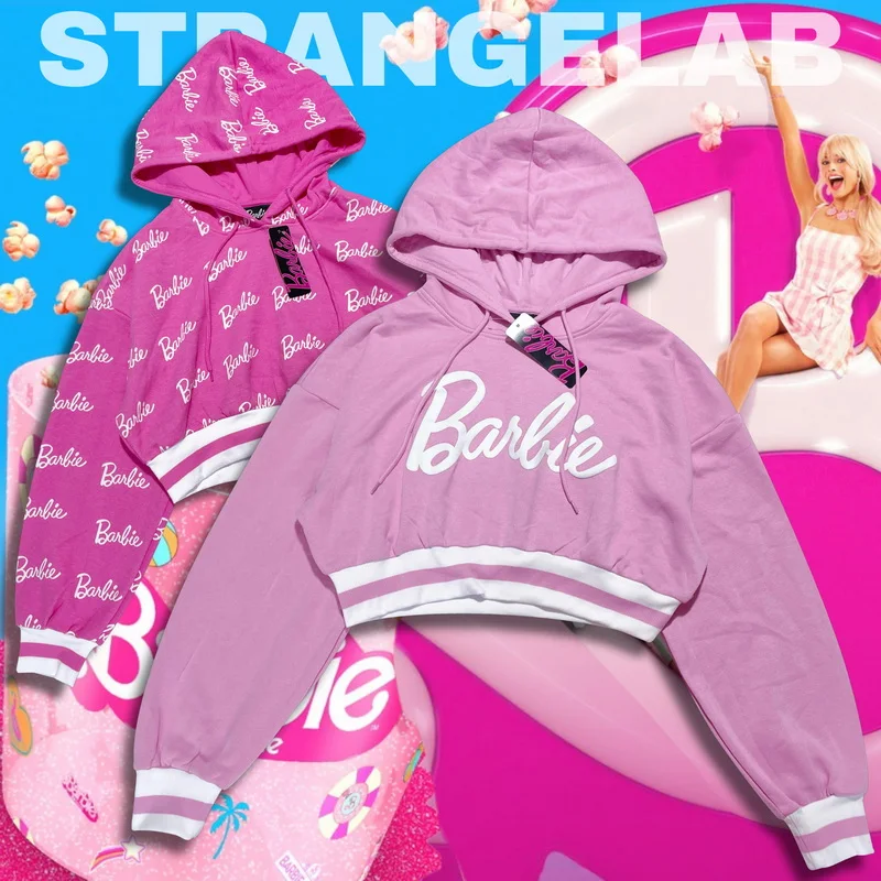 

Barbie Hoodie Anime Cute Cartoon Long Sleeves Comfortable and Skin-friendly Kawaii Sweet Girl Loose Short Top Harajuku Y2k New