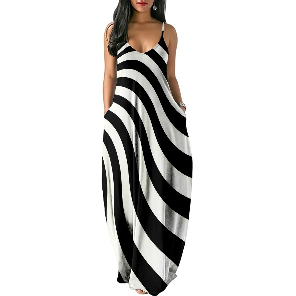 

Женское платье в полоску SOJINM, пикантное вечернее платье миди без рукавов с открытой спиной и V-образным вырезом, Пляжная Повседневная Уличная одежда, модель 6XL, 2022