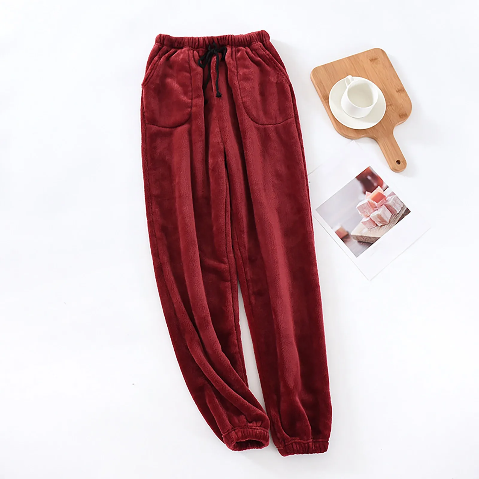 

Women's Pajama Pants Autumn And Winter Flannel Wide Leg Trouser Large Size Coral Fleece Thick Warm Home Pajamas