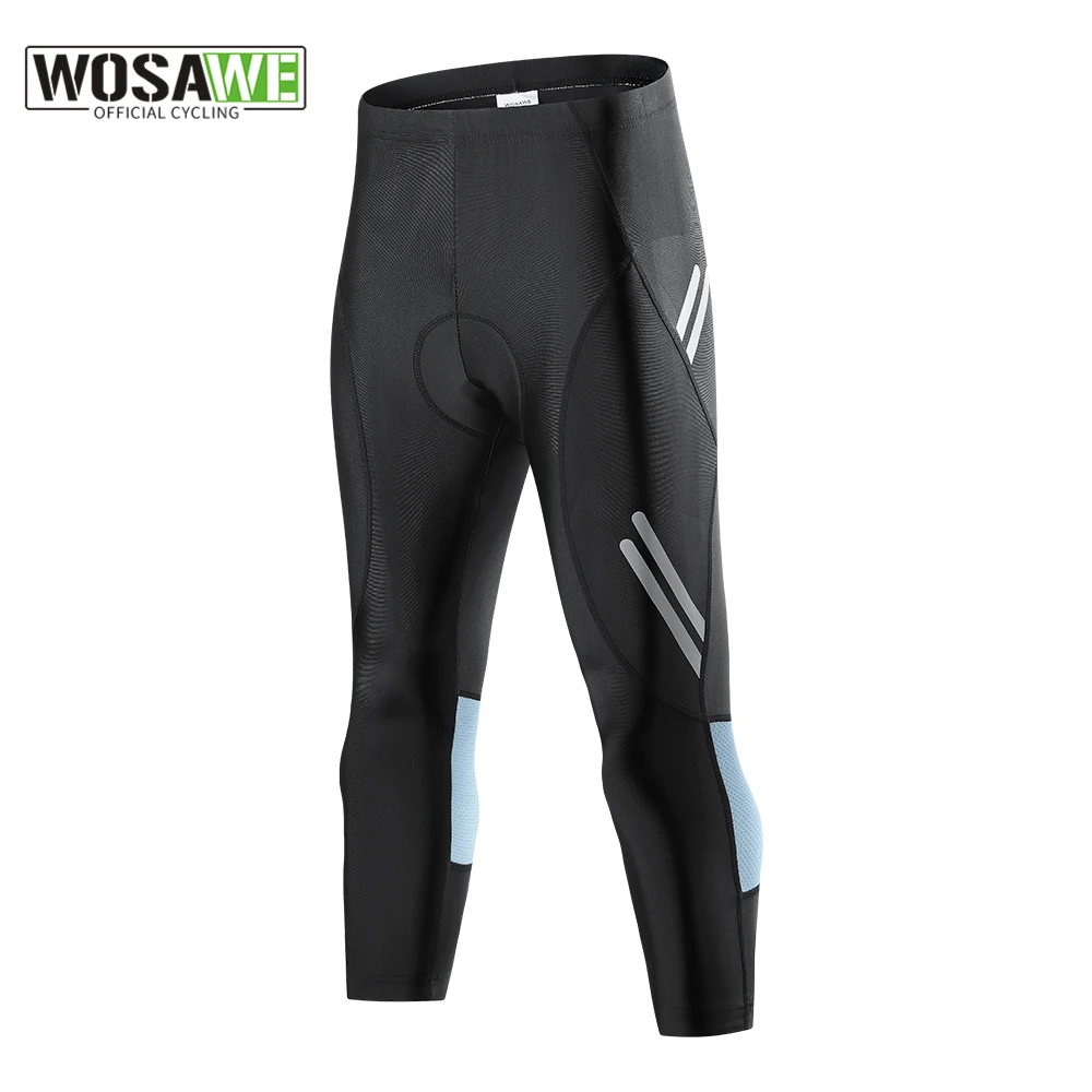 

WOSAWE Mens Cycling Pants Reflective 3/4 Cycling Shorts MTB Bicycle Trousers Breathable Gel Padded Bike Long Tights Capris