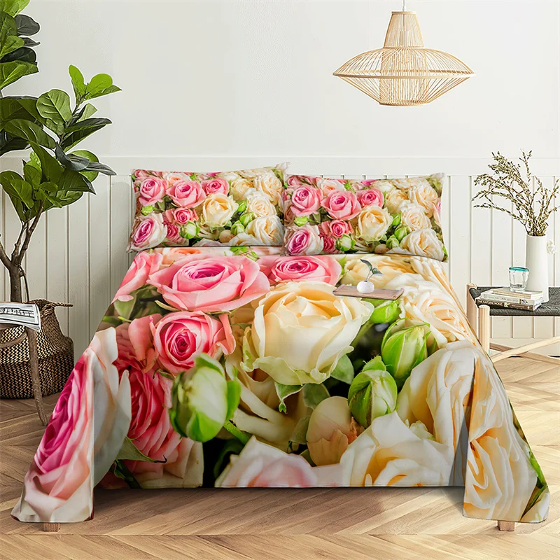 

Home Bedsheets Pink Rose Single Bedsheet Fashion Design Flowers Sheets Queen Size Bed Sheets Set Bed Sheets and Pillowcases