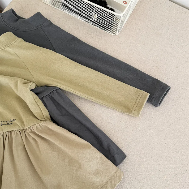 2025 Autumn Winter New Girls Long Sleeve Warm Dress Solid Children Bottoming Dress Letter Print Casual Dress Kids Cotton Clothes 29 S4ab08e51398d4871867954202aae2be6G