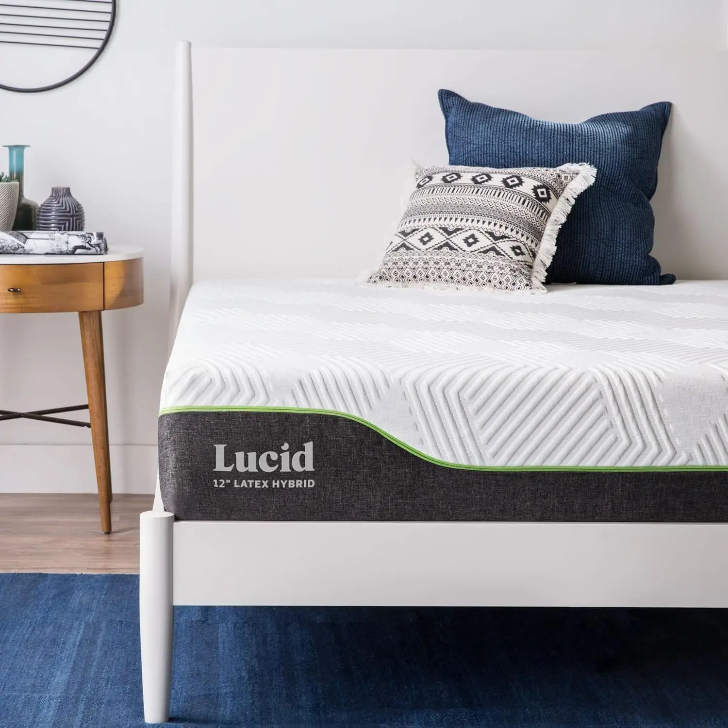 

LUCID 12 Inch Latex Hybrid Mattress - Responsive Latex Foam and Encased Springs Firm Feel -Motion Isolation - Edge Support