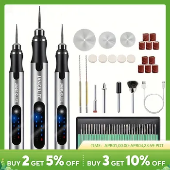 쥬얼리 금속 유리 미니 무선 드릴 용 USB 무선 회전 도구 키트 목공 조각 펜 DIY 상품 이미지