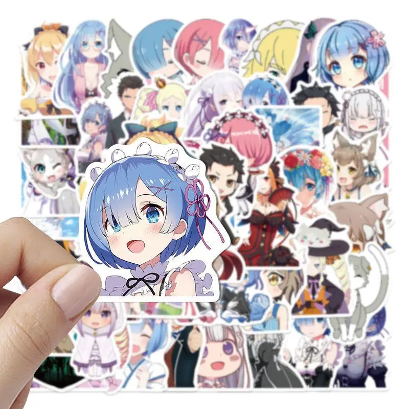 

Anime Re Zero:Life In A Different World From Zero Ram Rem Stickers For Car Bicycle Motorcycle Phone Laptop Travel Bag Decal