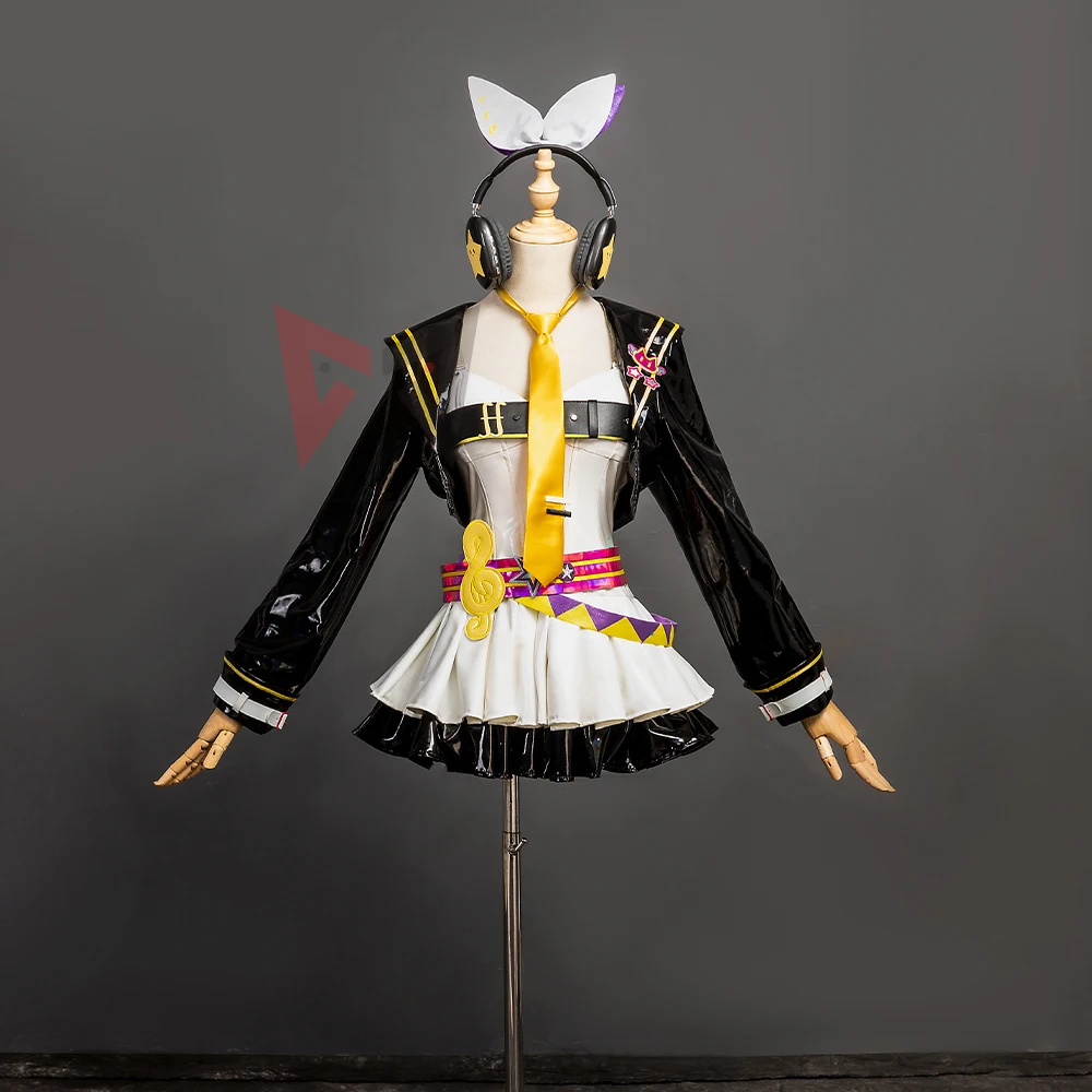

Muse Dash Cheering Team Cosplay Costume The Mirrors Or Project Sekai Partners Coat Skirt Bow Earphone Leather Set Custom Made