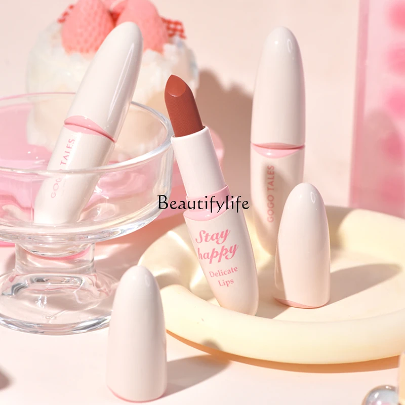 

Velvet Matte Lip Balm Matte Nude Feel Plain Moisturizing White Lipstick Female Student