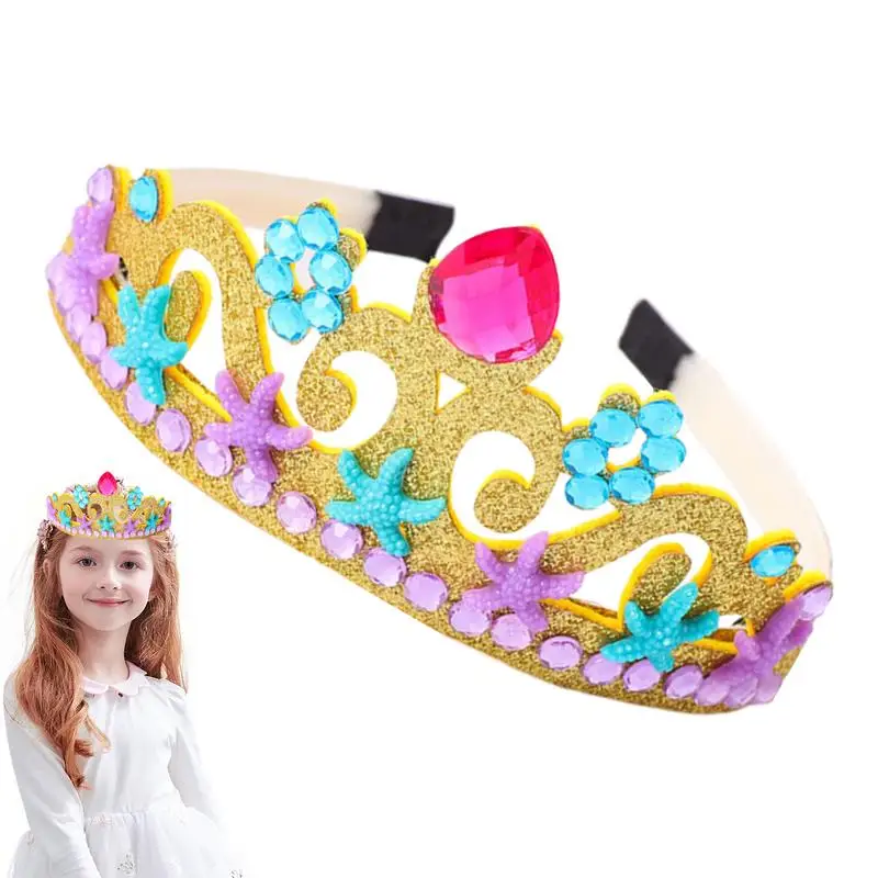 

Kids Princess Crown Hair Band Women Tiara Headwear Princess Costume Crown Dress Up Supplies For Halloween Theater Anniversary