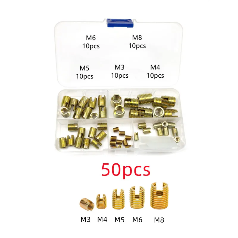 50pcs/lot M3 M4 M5 M6 M8 Galvanized Threaded Inserts Self Tapping Slotted Screw Bushing Slotted Type Thread Repair Inset Kit 
50pcs/lot M3 M4 M5 M6 M8 Galvanized Threaded Inserts Self Tapping Slotted Screw Bushing Slotted Type Thread Repair Inset Kit