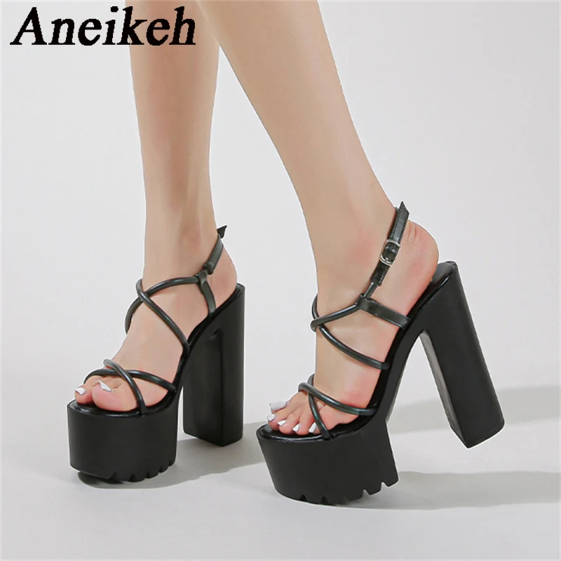 Aneikeh 2024 Fashion Sexy Round Head Narrow Band Cross Design Sandal Women PU Platform Thick Heel Super High Heels Party Ball
Aneikeh 2024 Fashion Sexy Round Head Narrow Band Cross Design Sandal Women PU Platform Thick Heel Super High Heels Party Ball