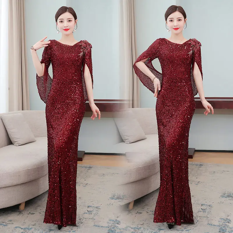 Women's Summer Clothing 2022 New Elegant High End Temperament Heavy Industry Sequin Embroidery Dress Banquet Evening Dress h929 
Women's Summer Clothing 2022 New Elegant High End Temperament Heavy Industry Sequin Embroidery Dress Banquet Evening Dress h929