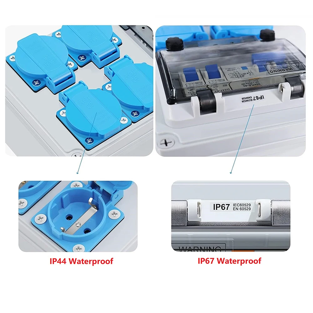 1pc 150*130*250mm IP67 Portable Switch Socket Box Wall Power Distributor With Socket 4×16A 250V 2P Electrical Socket Accessories
1pc 150*130*250mm IP67 Portable Switch Socket Box Wall Power Distributor With Socket 4×16A 250V 2P Electrical Socket Accessories