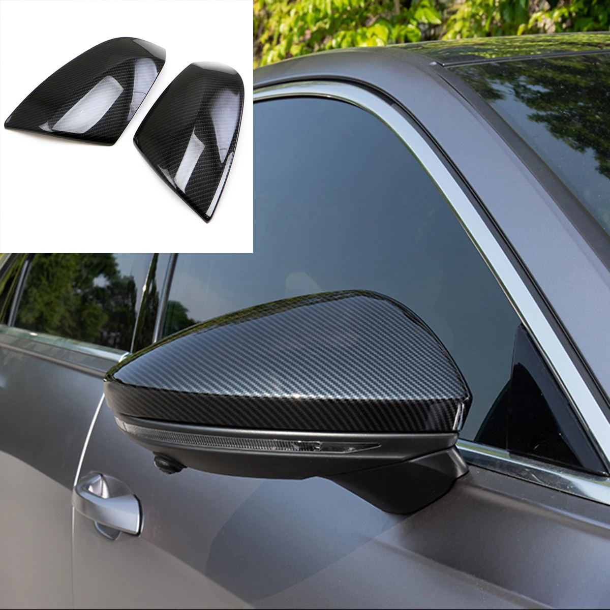 

ABS Carbon Fiber Car Side Wing Rearview Mirror Cover Trim For 2017 2018 2019 2020 2021 2022 Audi Q5 SQ5 Sportback Q7