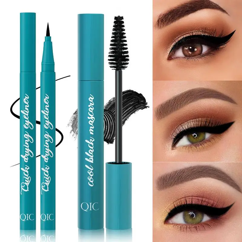 

2 In 1 Makeup Set Mascara & Eyeliner Pen Lashes Lift Curling Eye Liner Pencil Eye Makeup Tool for Women Cosmetics Eyebrow Pencil