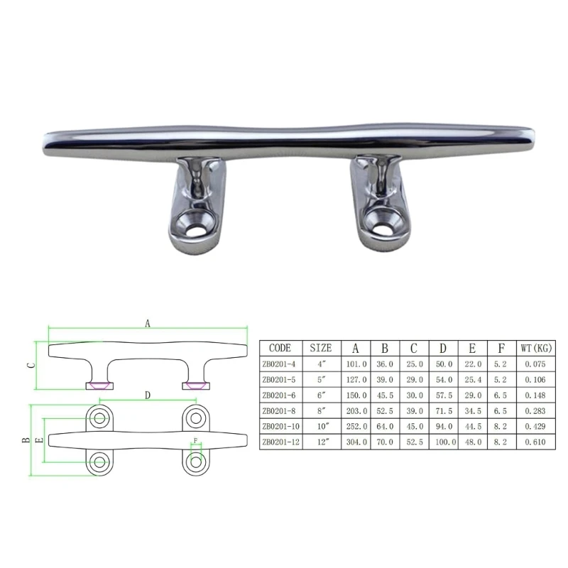 

Dock Cleats: 316 Stainless Steel - 4, 5, 6, 8, 10, 12 Inch - Perfect for Boat Docks or Marine Decor