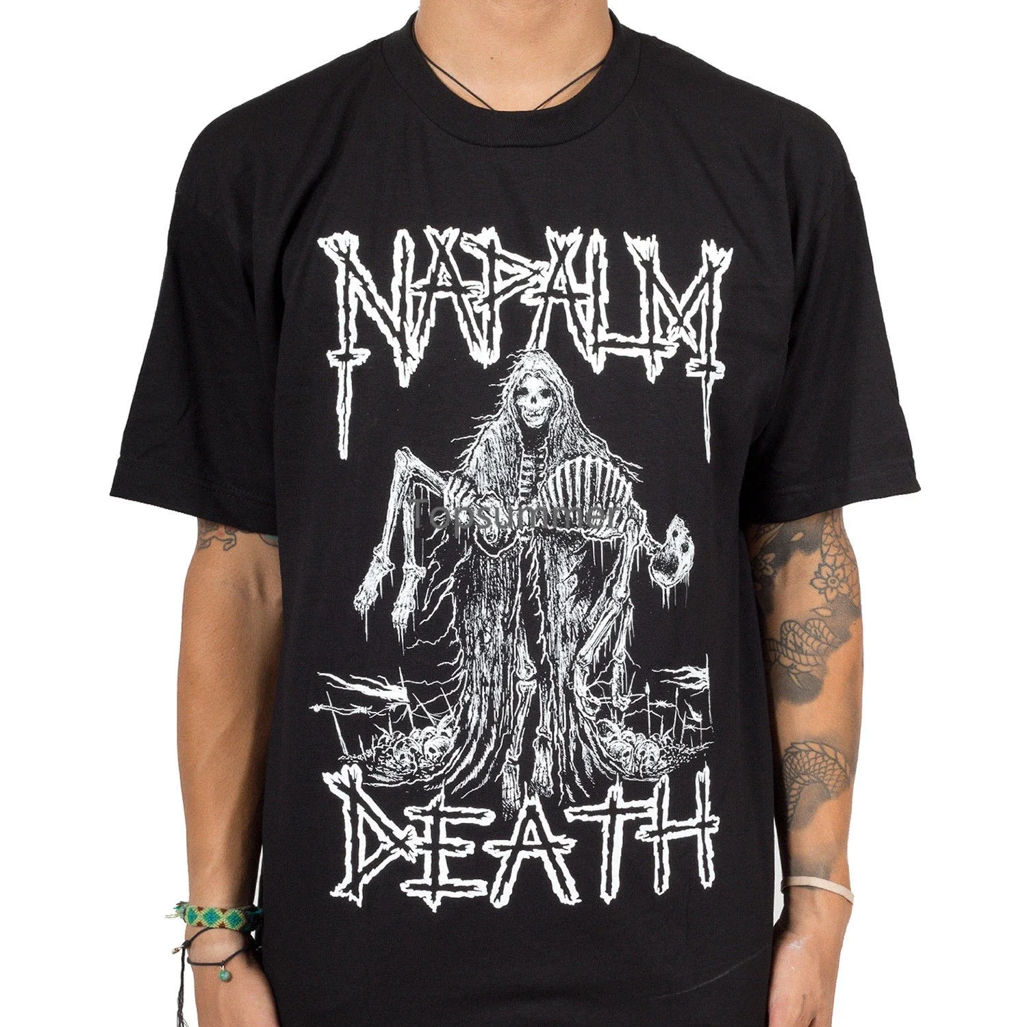 

Authentic Napalm Death Band Reaper Skeleton Metal T-Shirt S-3Xl Newloose Black Men T Shirts Homme Tees